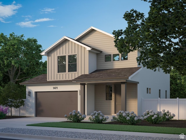 1471 E 1400 N Unit 55, Payson, UT 84651 - view of front of house featuring a garage, board and batten siding, driveway, and a porch