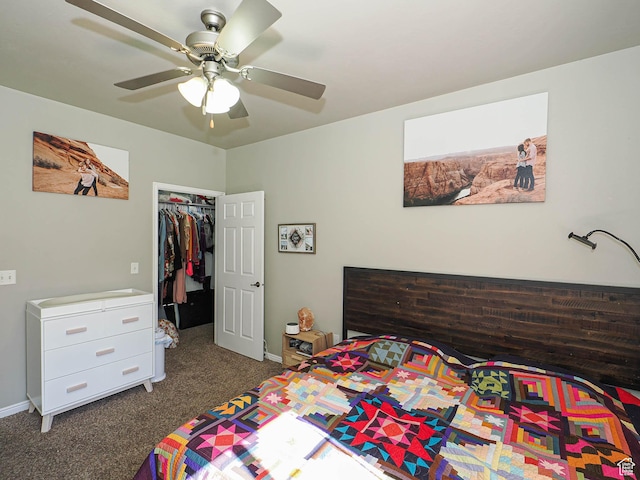 1631 W 50 N, Pleasant Grove, UT 84062 - bedroom with dark colored carpet, a closet, baseboards, and ceiling fan