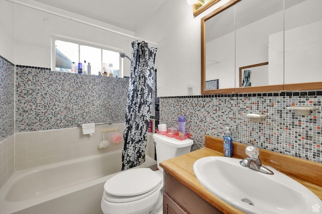 4655 W 4715 S, Salt Lake City, UT 84118 - full bathroom featuring tile walls, shower / tub combo, toilet, and vanity
