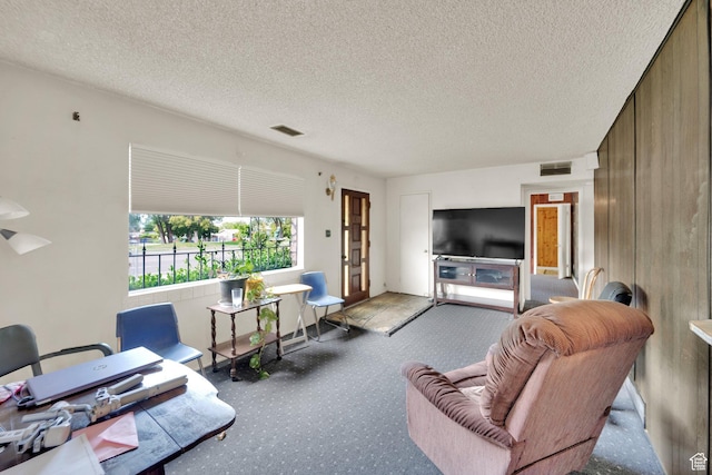 4655 W 4715 S, Salt Lake City, UT 84118 - living room featuring a textured ceiling and carpet floors
