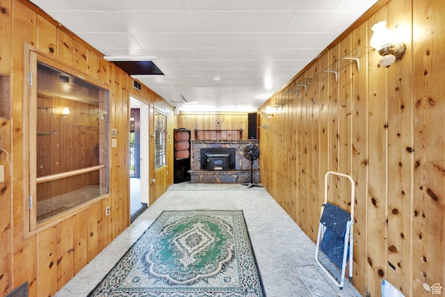 4655 W 4715 S, Salt Lake City, UT 84118 - hallway with wood walls and carpet flooring