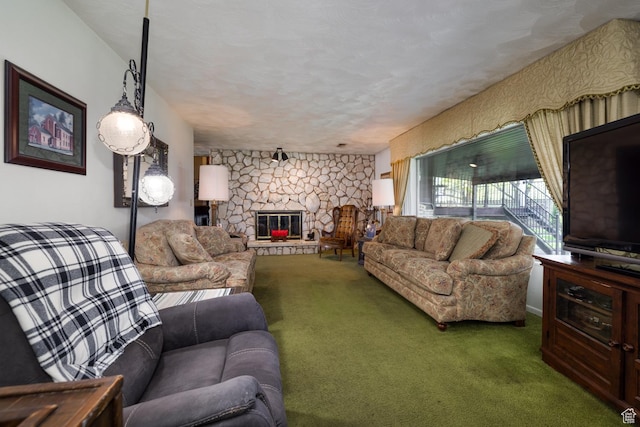 550 S 1500 W, Vernal, UT 84078 - living room with carpet flooring and a stone fireplace