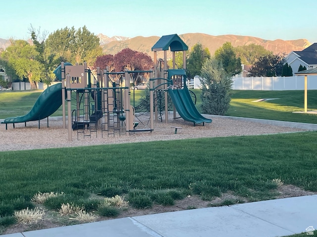 13778 S 2260 W, Riverton, UT 84065 - community jungle gym featuring a mountain view and a yard