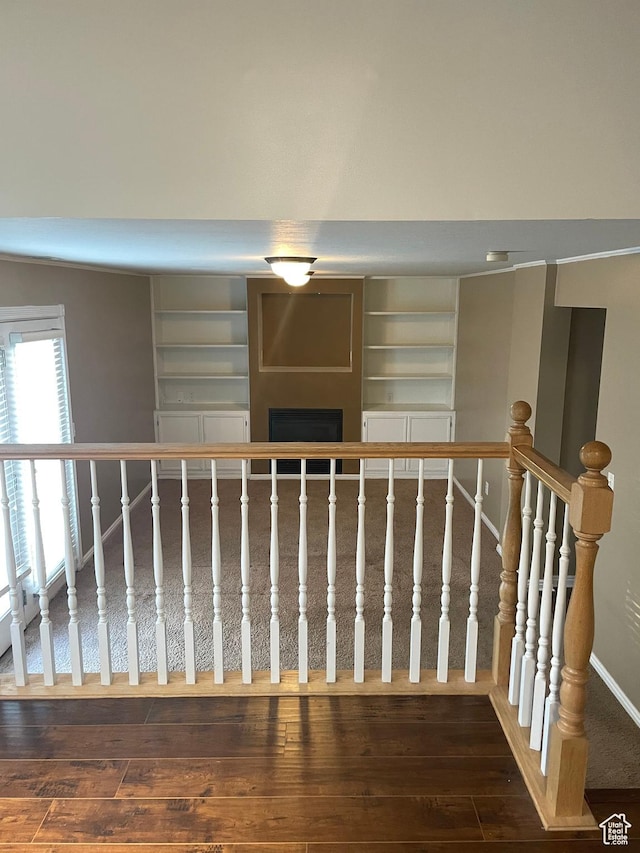 13778 S 2260 W, Riverton, UT 84065 - stairs with hardwood / wood-style flooring, a fireplace, and baseboards