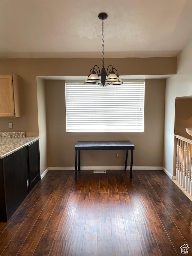 13778 S 2260 W, Riverton, UT 84065 - dining space with a chandelier, baseboards, healthy amount of natural light, and dark wood-type flooring