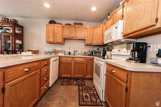 1969 N 275 W, Harrisville, UT 84414 - kitchen with white appliances, a sink, light countertops, recessed lighting, and a peninsula