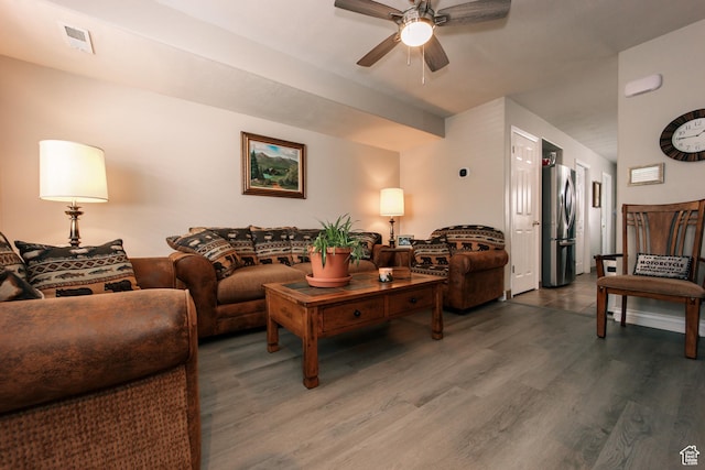 1969 N 275 W, Harrisville, UT 84414 - living area with ceiling fan and dark wood finished floors