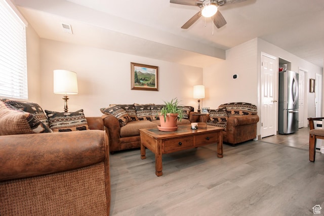 1969 N 275 W, Harrisville, UT 84414 - living room with a ceiling fan and wood finished floors