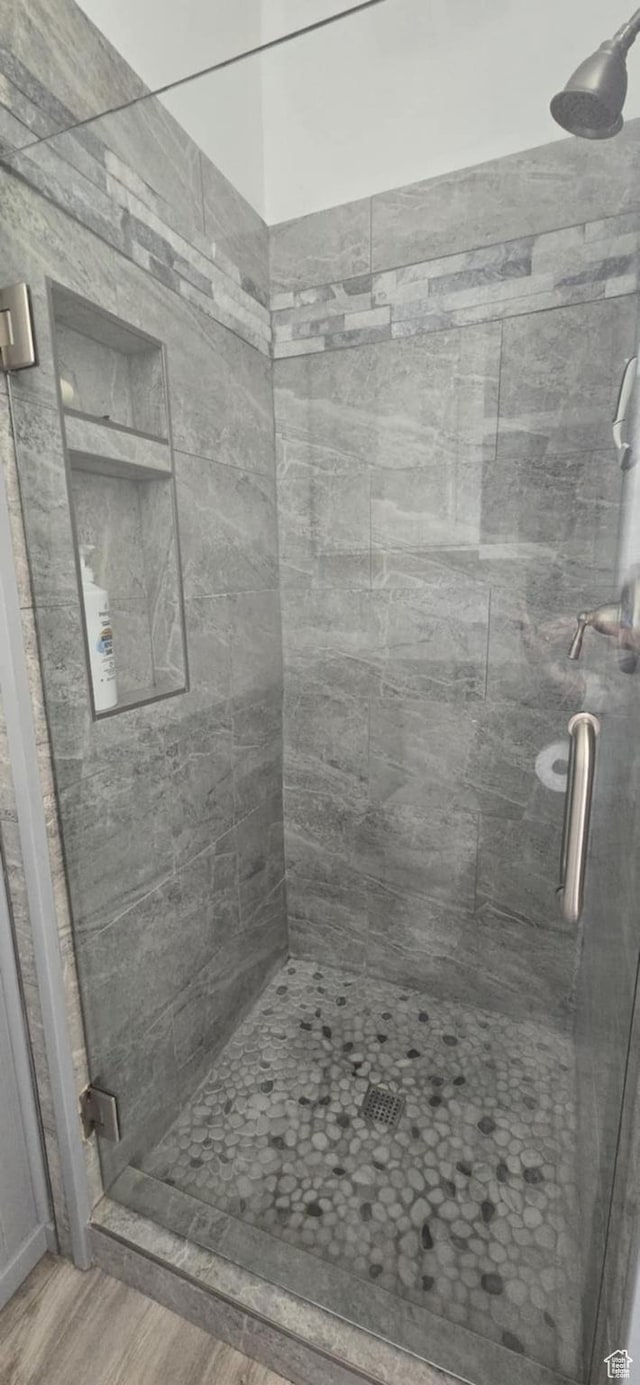 6897 S 4000 W, Benjamin, UT 84660 - full bath featuring a shower stall and wood finished floors