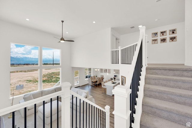 12297 S Boggs Way, Herriman, UT 84096 - stairs with ceiling fan, recessed lighting, and wood finished floors