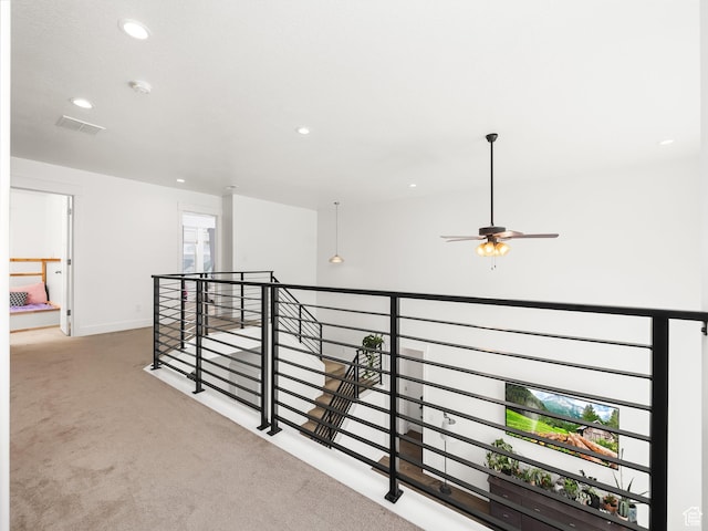 4823 N Canaan Peak Dr W, Eagle Mountain, UT 84005 - hallway featuring an upstairs landing, carpet, recessed lighting, and baseboards
