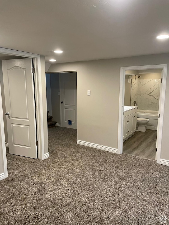 197 Ross Dr Lot 6, Clearfield, UT 84015 - hall with carpet, baseboards, stairs, and recessed lighting