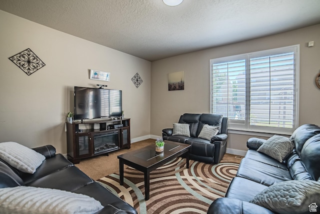 3907 W Tottori Dune Dr S, South Jordan, UT 84095 - living room with carpet, a textured ceiling, and baseboards