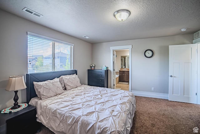 3907 W Tottori Dune Dr S, South Jordan, UT 84095 - bedroom featuring carpet floors, a textured ceiling, baseboards, and ensuite bath