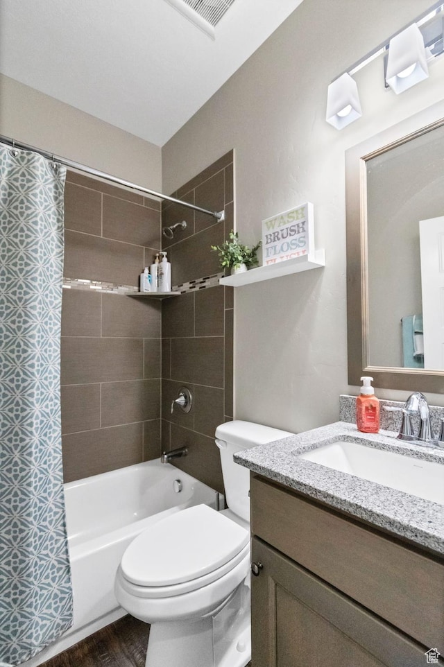 495 E 100 S, Centerfield, UT 84622 - full bath with vanity, shower / tub combo, toilet, and wood finished floors