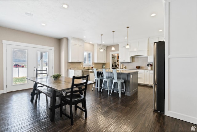 495 E 100 S, Centerfield, UT 84622 - dining space featuring french doors, dark wood finished floors, recessed lighting, and baseboards