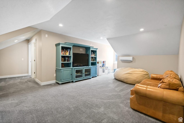495 E 100 S, Centerfield, UT 84622 - carpeted living room with recessed lighting, a wall unit AC, baseboards, and lofted ceiling