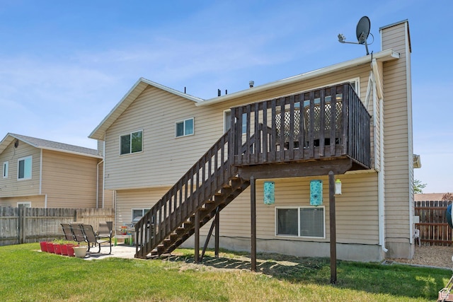 5748 S 3975 W, Roy, UT 84067 - rear view of property featuring stairway, a patio area, and a wooden deck