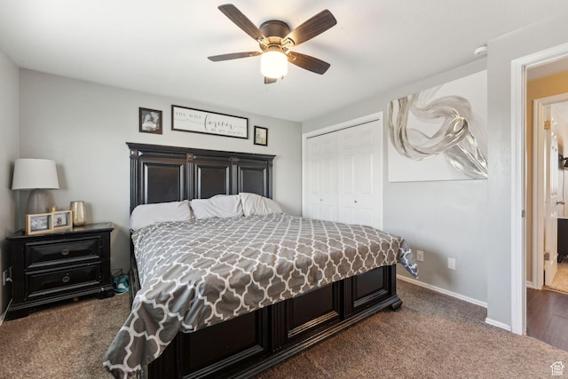 5748 S 3975 W, Roy, UT 84067 - carpeted bedroom with a closet, a ceiling fan, and baseboards
