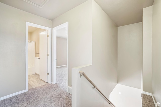 802 E 580 N, Tooele, UT 84074 - hall with an upstairs landing, carpet flooring, and baseboards
