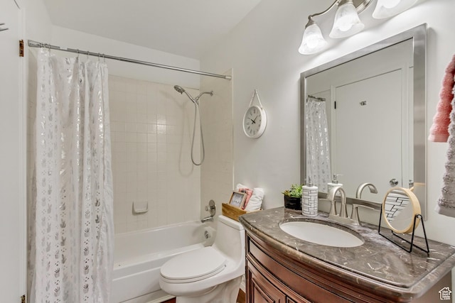 6353 W 3100 S, West Valley City, UT 84128 - full bathroom with vanity, shower / bath combo with shower curtain, and toilet