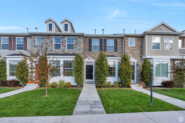 1022 W 500 S, Provo, UT 84601 - view of property featuring a front lawn, french doors, and stone siding