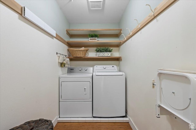 971 E Village Way, Alpine, UT 84004 - washroom with separate washer and dryer, wood finished floors, and baseboards