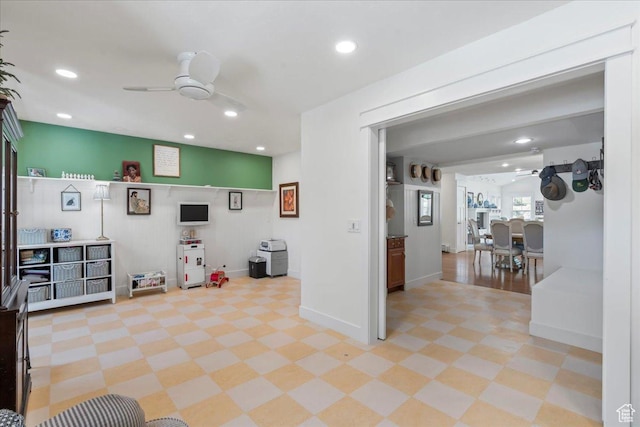 971 E Village Way, Alpine, UT 84004 - recreation room with ceiling fan, recessed lighting, light floors, and baseboards