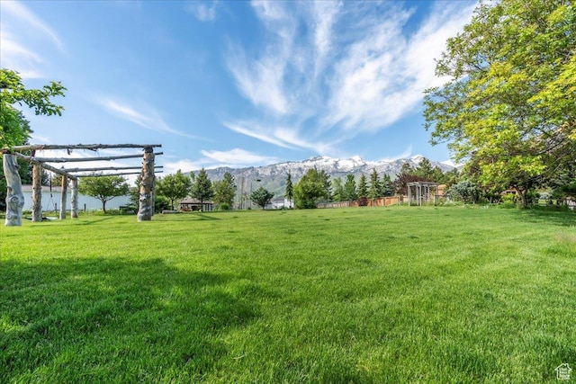 971 E Village Way, Alpine, UT 84004 - view of grassy yard with a mountain view and a pergola