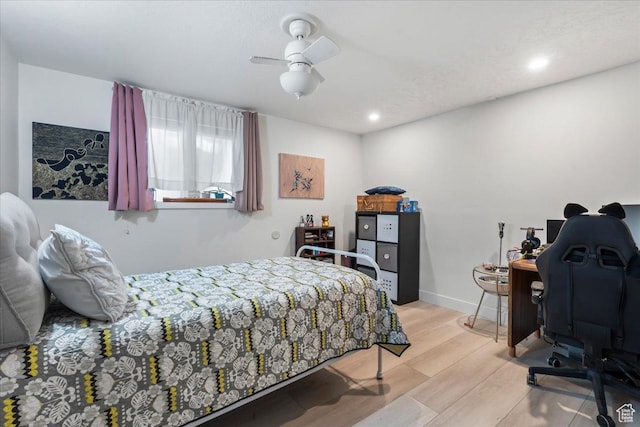 971 E Village Way, Alpine, UT 84004 - bedroom featuring wood finished floors, an office area, recessed lighting, and ceiling fan