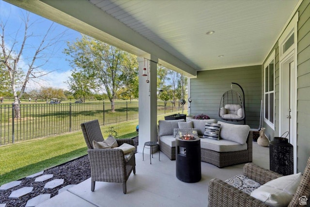 94 N 3830 W, West Point, UT 84015 - view of patio / terrace with an outdoor living space with a fire pit