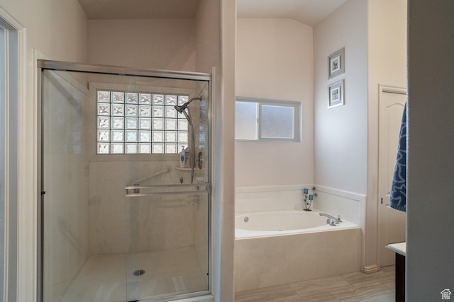 576 S Fiesta Dr, Ivins, UT 84738 - full bath with a bath, vanity, and a stall shower