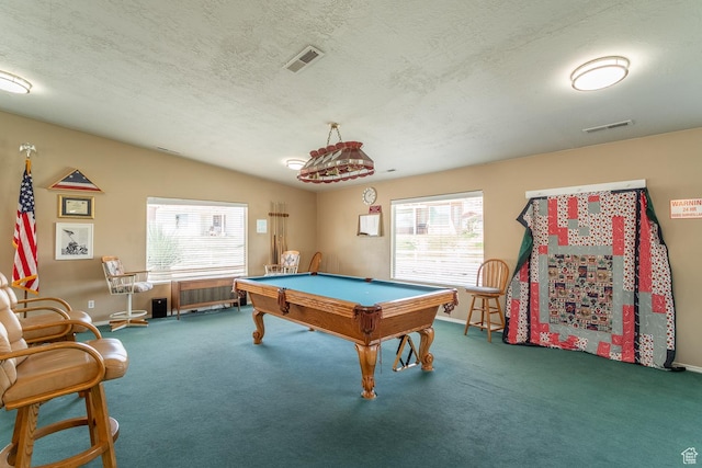 576 S Fiesta Dr, Ivins, UT 84738 - recreation room with pool table, carpet floors, a textured ceiling, and baseboards
