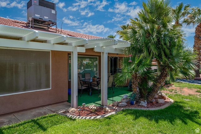 576 S Fiesta Dr, Ivins, UT 84738 - exterior space with a pergola, a patio area, and central AC unit