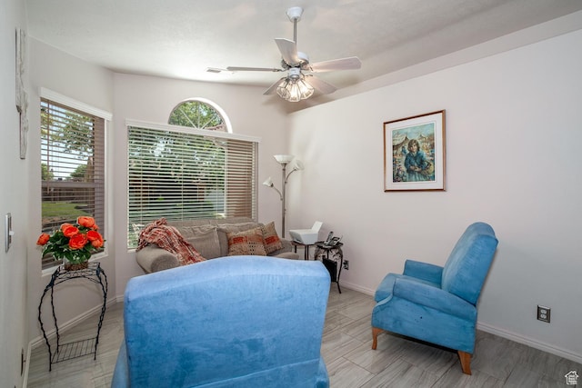 576 S Fiesta Dr, Ivins, UT 84738 - living area featuring baseboards and a ceiling fan