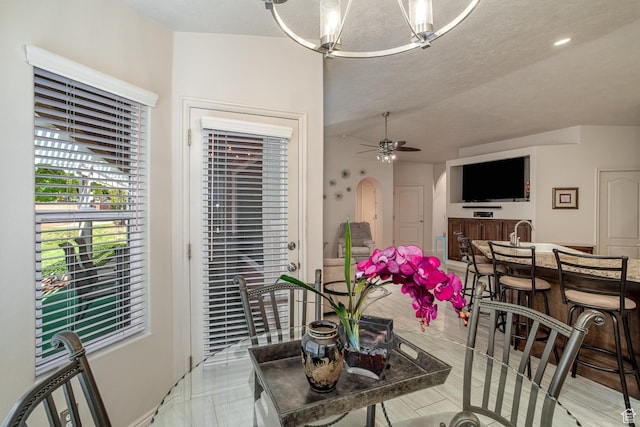 576 S Fiesta Dr, Ivins, UT 84738 - dining area featuring arched walkways and ceiling fan