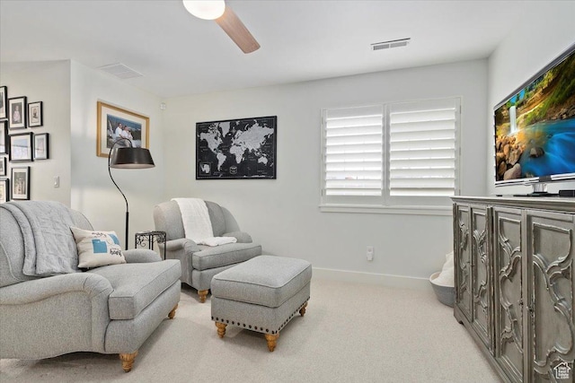 848 S Greenwood Ter E, Salt Lake City, UT 84105 - living room featuring ceiling fan, carpet flooring, and baseboards