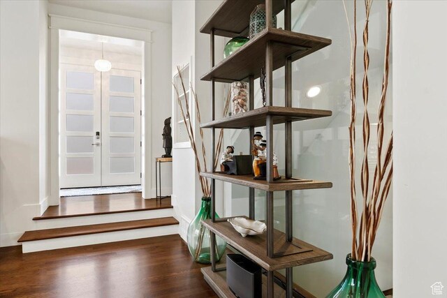 848 S Greenwood Ter E, Salt Lake City, UT 84105 - entrance foyer with wood finished floors, french doors, and baseboards