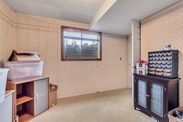 1789 N Stayner Dr W, Farmington, UT 84025 - interior space featuring wallpapered walls, carpet floors, and a textured ceiling