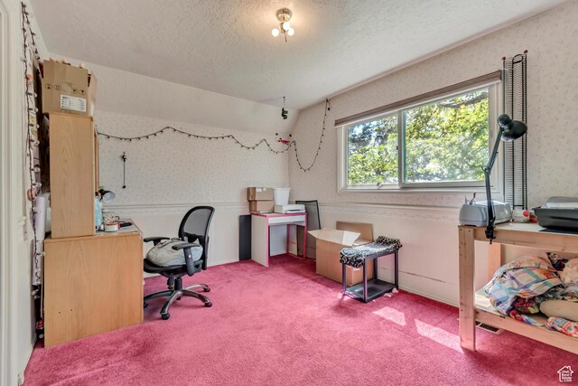 1789 N Stayner Dr W, Farmington, UT 84025 - office space featuring a textured ceiling, wallpapered walls, and light colored carpet
