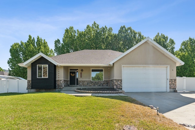 280 N Mill Rd, Heber City, UT 84032 - single story home with stucco siding, stone siding, driveway, a garage, and a porch