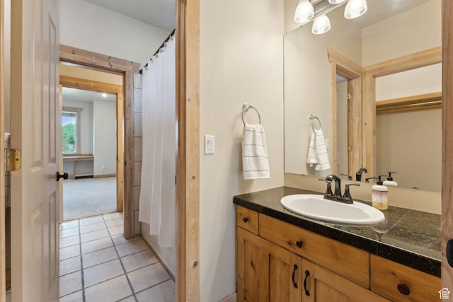 280 N Mill Rd, Heber City, UT 84032 - full bathroom featuring vanity, tile patterned flooring, and curtained shower