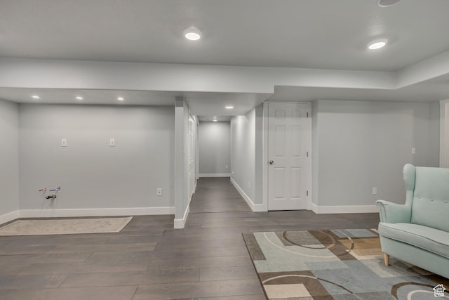 5058 W Blythswood Ln S, Herriman, UT 84096 - sitting room with wood finished floors, baseboards, and recessed lighting