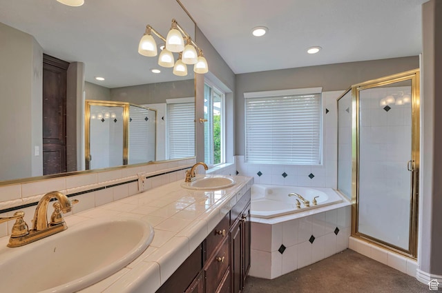1995 E 6225 S, South Ogden, UT 84403 - full bath with a shower stall, a bath, double vanity, and recessed lighting