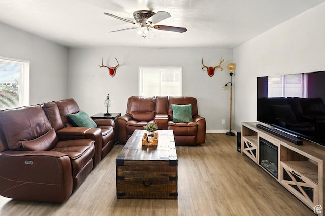 2411 S D Ave E, Ogden, UT 84401 - living area featuring wood finished floors and ceiling fan