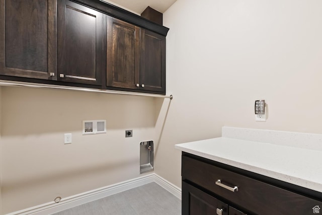 833 N Camino Pico, Washington, UT 84780 - washroom featuring hookup for a washing machine, cabinet space, hookup for an electric dryer, baseboards, and hookup for a gas dryer