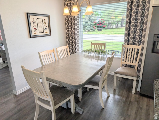 897 E 1200 N, Mapleton, UT 84664 - dining room with a chandelier, dark wood finished floors, plenty of natural light, and baseboards