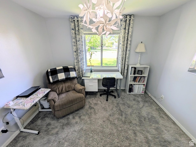 897 E 1200 N, Mapleton, UT 84664 - carpeted home office with a chandelier and baseboards