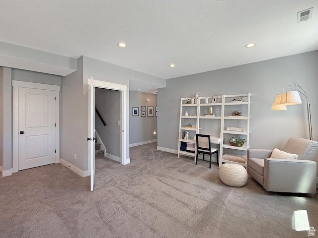 3723 N 500 E, North Ogden, UT 84414 - living area featuring carpet flooring, stairway, recessed lighting, and baseboards