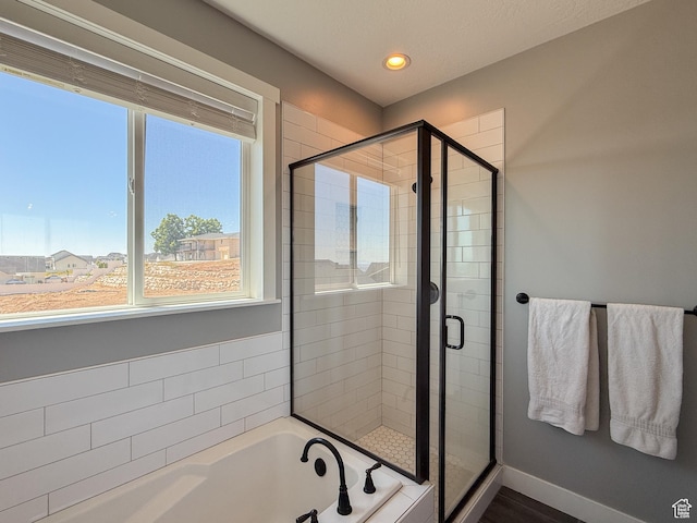3723 N 500 E, North Ogden, UT 84414 - full bath with a garden tub, a shower stall, recessed lighting, and baseboards